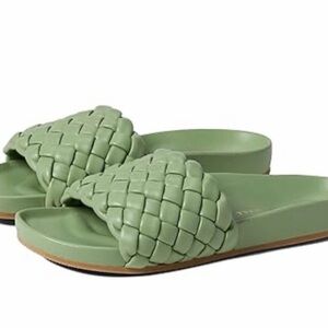 Loeffler Randall Sonnie woven slide sandals in sage green size 5 like new.